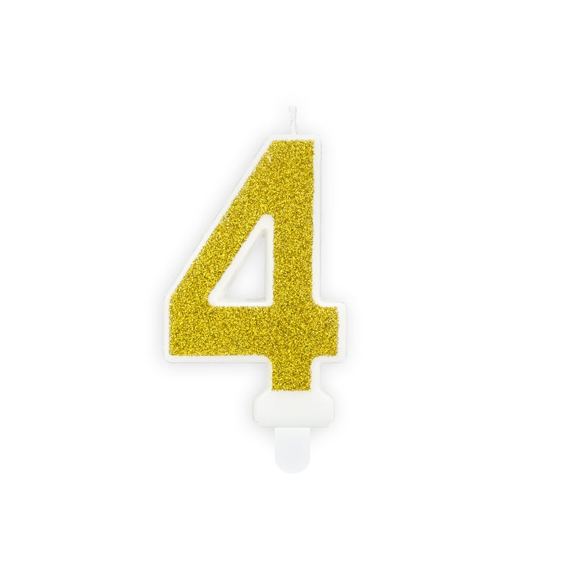Geburtstagskerze 7 cm – Zahl 4 goldfarben