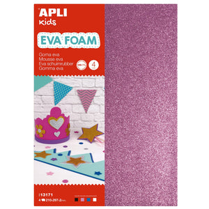 EVA-Schaumstoff in A4-Bögen – BROKAT WH, BK, PNK, BL 4 Stück