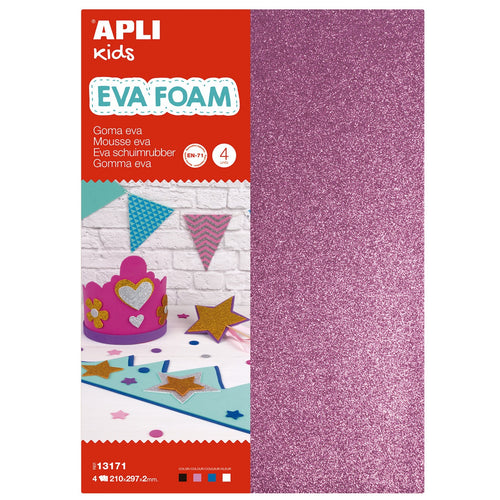 EVA-Schaumstoff in A4-Bögen – BROKAT WH, BK, PNK, BL 4 Stück