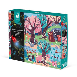 Leuchtendes Puzzle mit Mini-UV-Lampe – Wald 24 Teile 3+