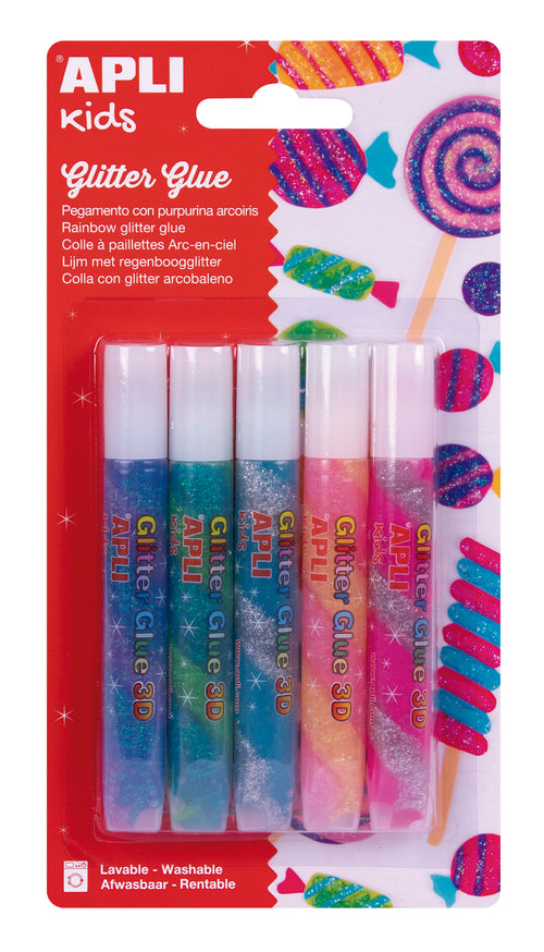 Glitzer-Dekokleber – 5 Regenbogenfarben - Tublu.de