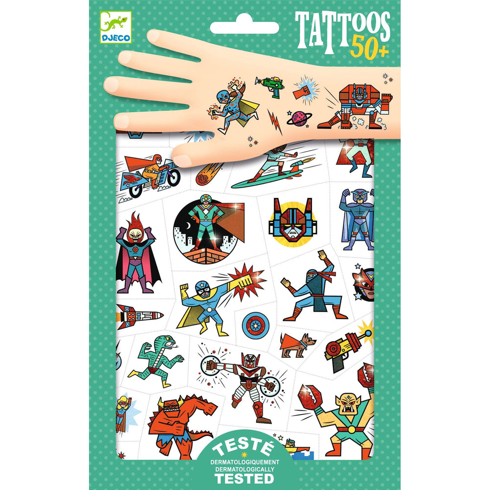 Tattoos für Kinder – Helden gegen Schurken