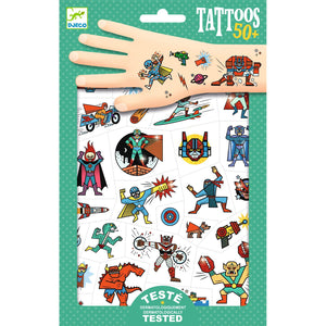 Tattoos für Kinder – Helden gegen Schurken