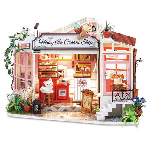 Holzbausatz mit LED Eisdiele