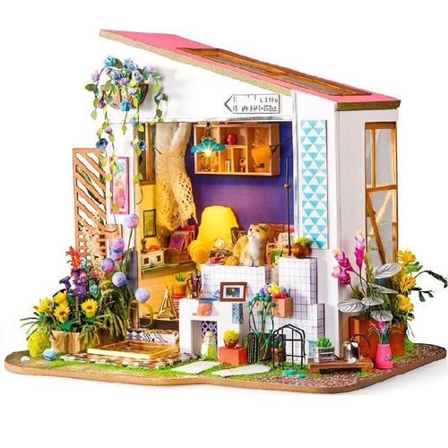 Holzbausatz mit LED Haus