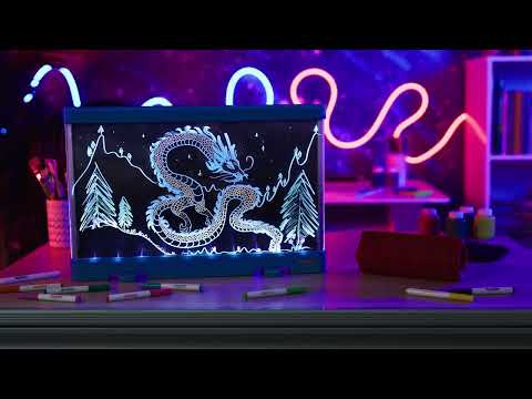 Colorvibe - LED-Leuchttafel zum Malen mit 10 Gel-Filzstiften - Blau