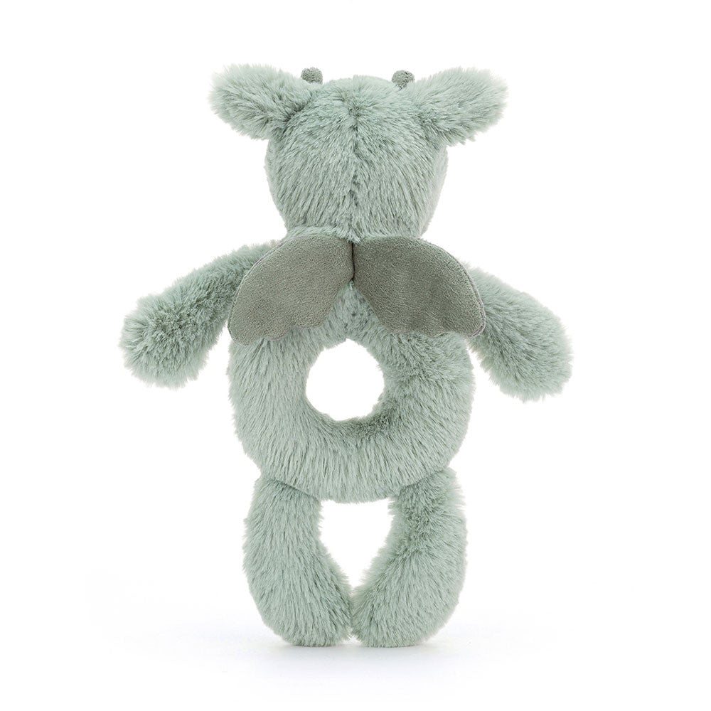 Jellycat Rassel Drache – Mintgrau 18 cm weiche Plüsch Babys-Spielzeug Rassel