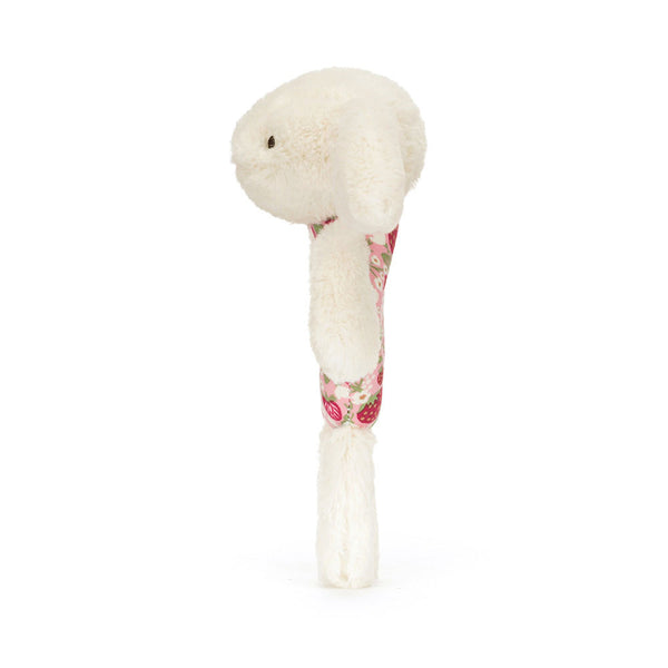 Jellycat Grzechotka Rassel Hase Berry 18 cm mit weichem weißem Plüsch und floralem Muster