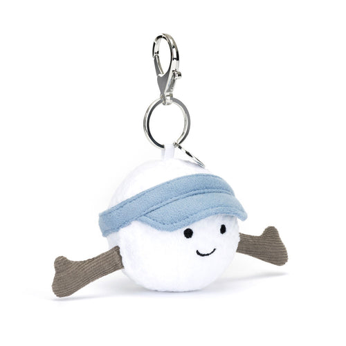 Jellycat Schlüsselanhänger fröhlicher Golfball 12 cm aus weichem Plüsch mit blauem Stirnband