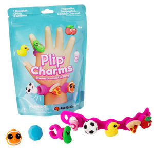 Fat Brain Toys Schmuckset Plip Charms – Rosa mit bunten, austauschbaren Charms und Armband