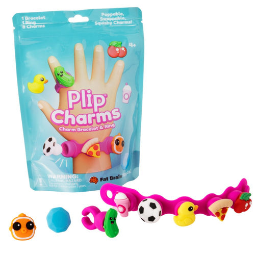 Fat Brain Toys Schmuckset Plip Charms – Rosa mit bunten, austauschbaren Charms und Armband