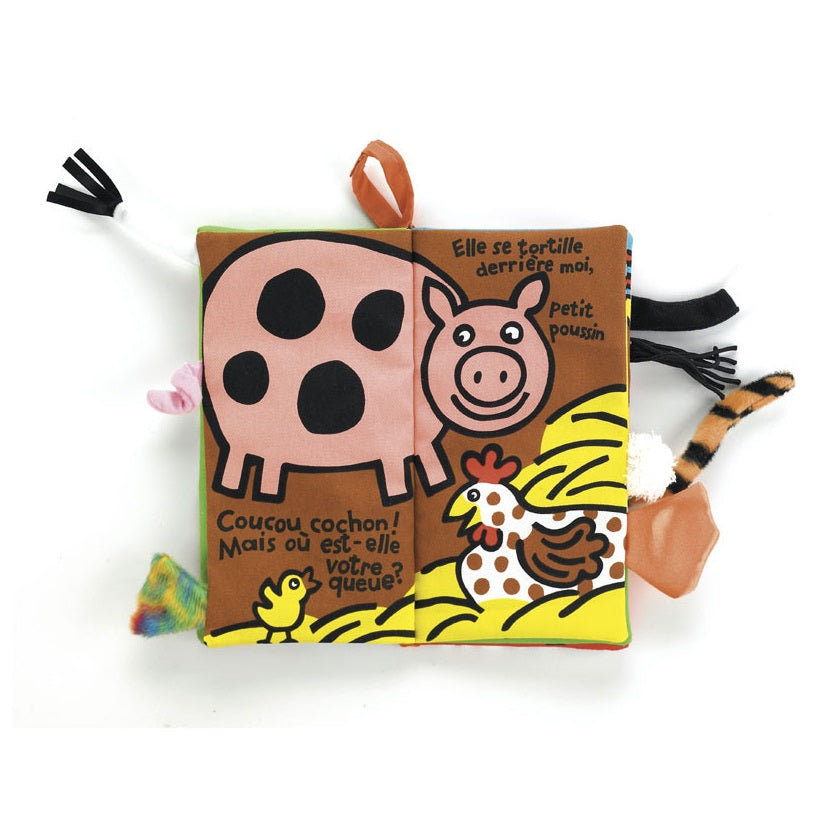 Jellycat Książeczka Sensorisches Buch Coucou Ferme mit bunten Bauernhoftieren und interaktiven Elementen