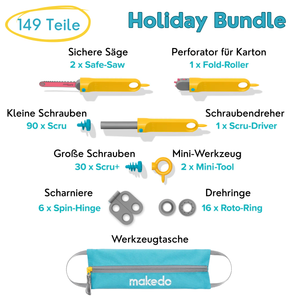 Holiday Bundle – DIY Werkzeugset aus Karton mit 149 Teilen für kreative Konstruktionen