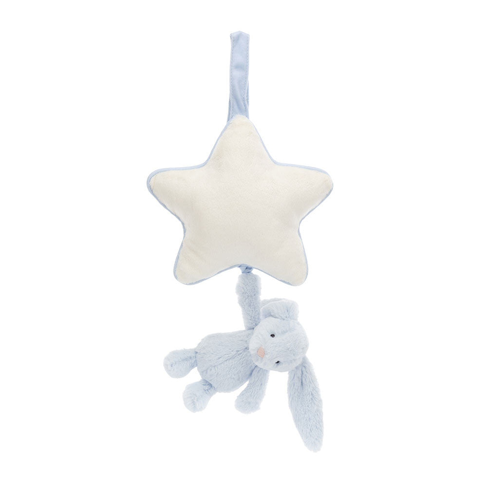 Spieluhr mit Häschen und Stern Hellblau 30 cm von Jellycat, weiche Plüschspieluhr zum Aufhängen