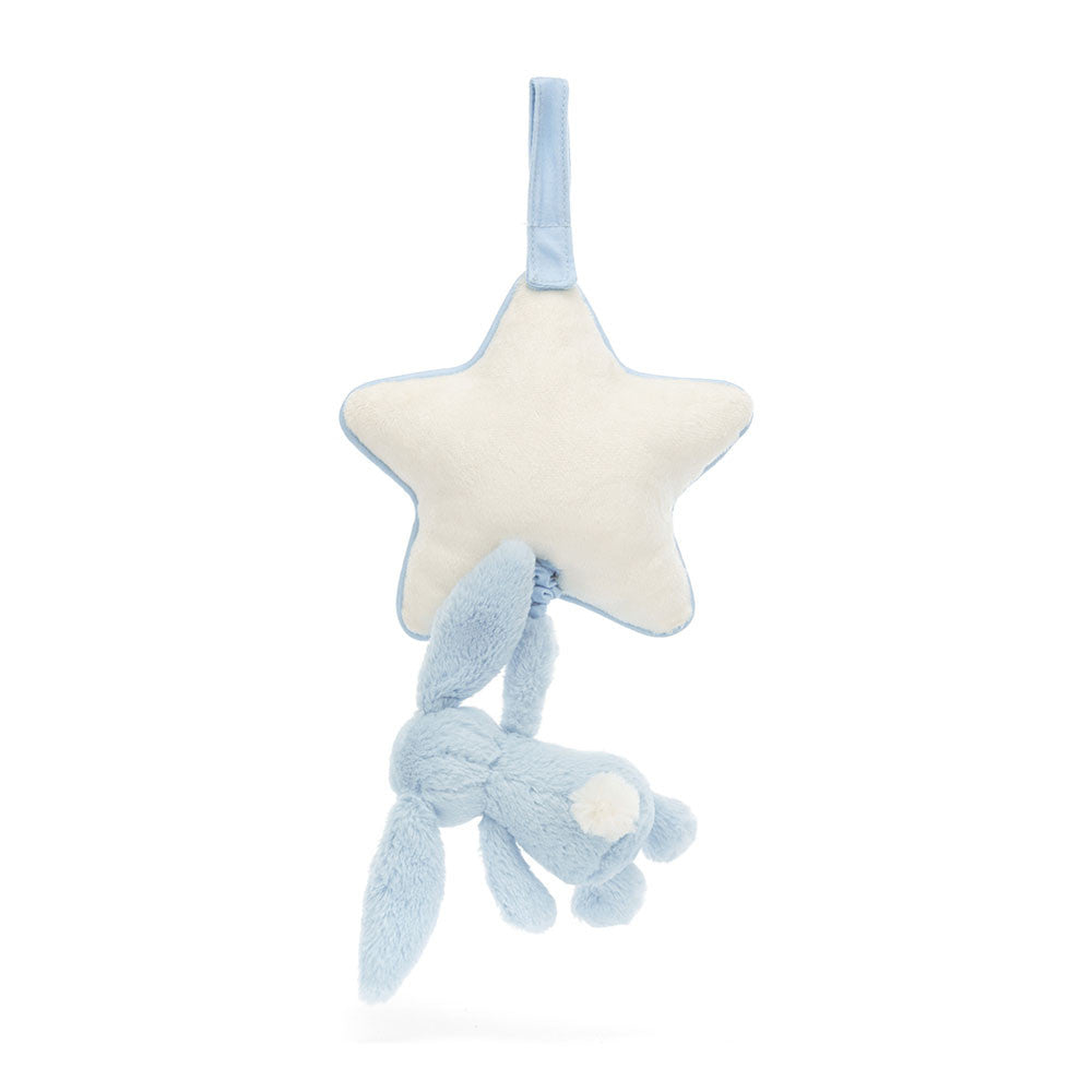 Spieluhr mit Häschen und Stern Hellblau 30 cm von Jellycat, weiche Plüschspieluhr zum Aufhängen