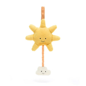 Jellycat Spieluhr – Sonne mit Wolke - Gelb aus weichem Plüsch mit freundlichem Gesicht zum Aufhängen