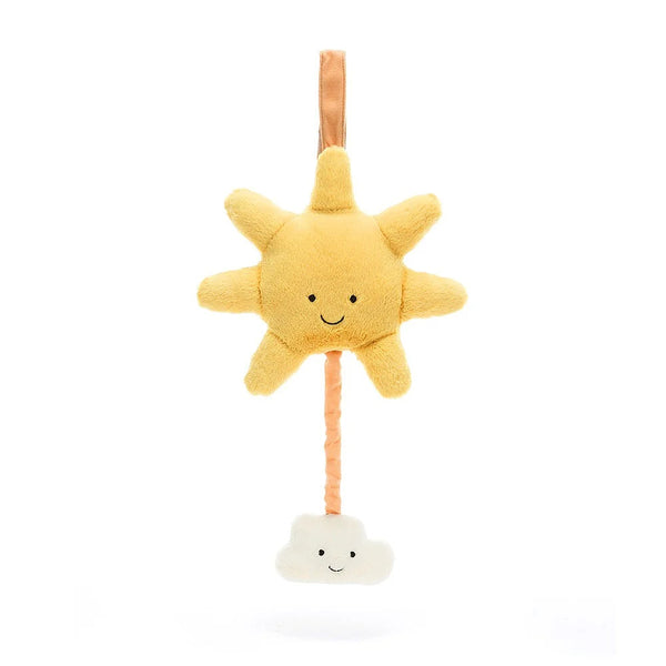 Jellycat Spieluhr – Sonne mit Wolke - Gelb aus weichem Plüsch mit freundlichem Gesicht zum Aufhängen