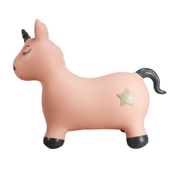 Find that Hippo Springer Einhorn Skoczek in Rosa mit schwarzem Horn und Sternmotiv