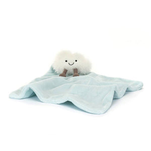 Jellycat wolke hegenbarth Kuscheltier auf weichem blauen Tuch für Kleinkinder